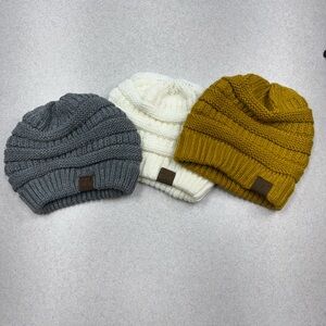 CC Beanie Bundle - Gray, White, and Mustard